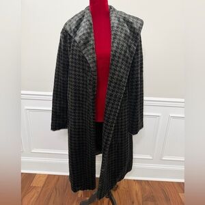 Calvin Klein Black Houndstooth Open Front Coat